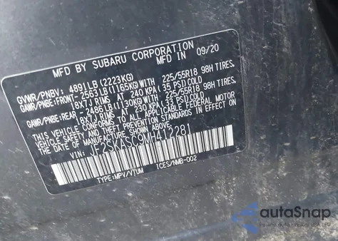 2021 Subaru Forester Limited z USA, uszkodzony, nr VIN JF2SKASC9MH412281